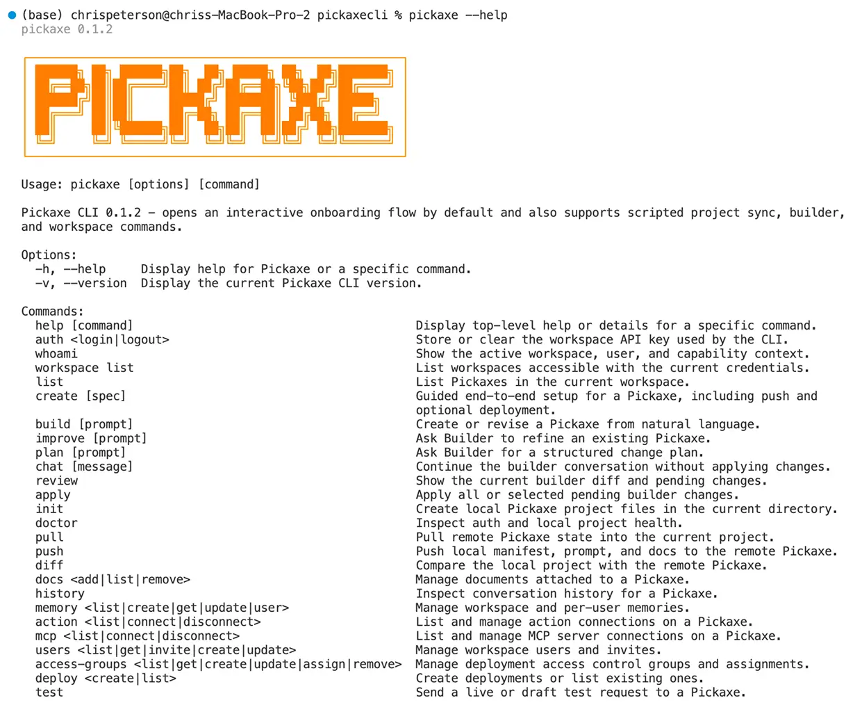 Pickaxe CLI